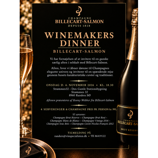 Winemakers Dinner m/ Billecart-Salmon onsdag d. 4. november kl. 18.30